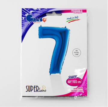 S/SHAPE FOİL BALON - NUMBER 7 BLUE