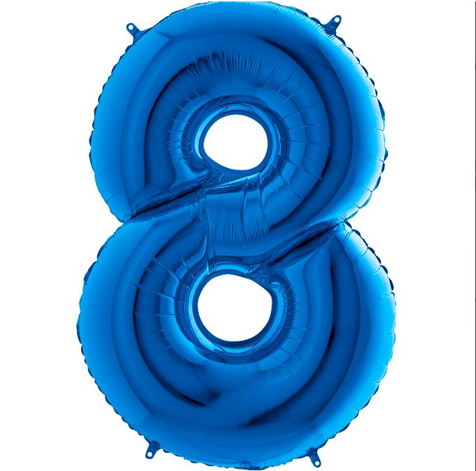 S/SHAPE FOİL BALON - NUMBER 8 BLUE