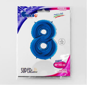S/SHAPE FOİL BALON - NUMBER 8 BLUE