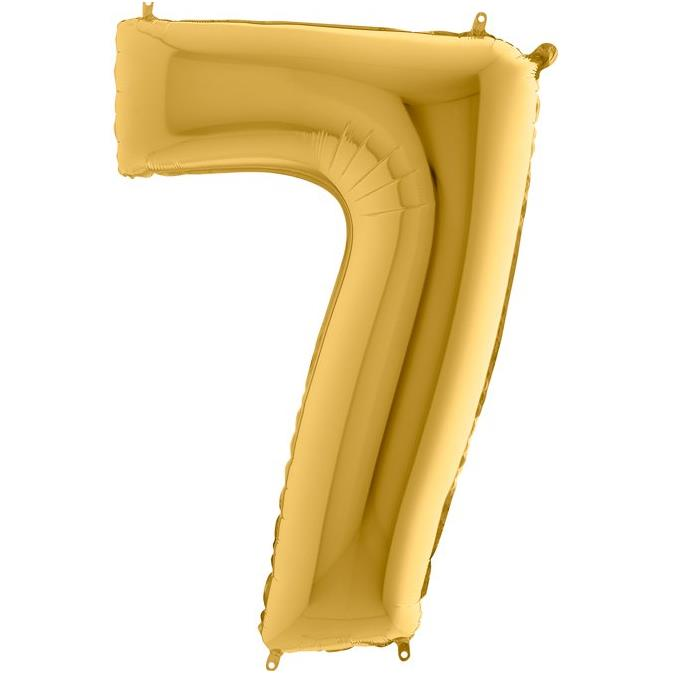 S/SHAPE FOİL BALON - NUMBER 7 GOLD