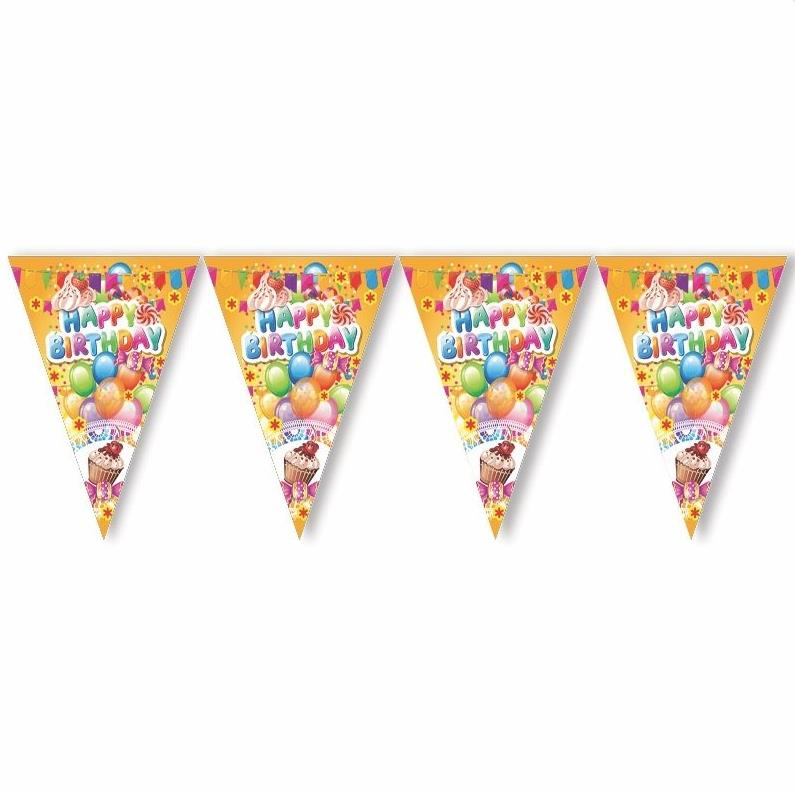 Üçgen Flama Renkli Happy Birthday