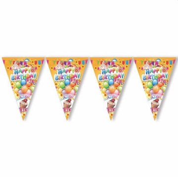 Üçgen Flama Renkli Happy Birthday