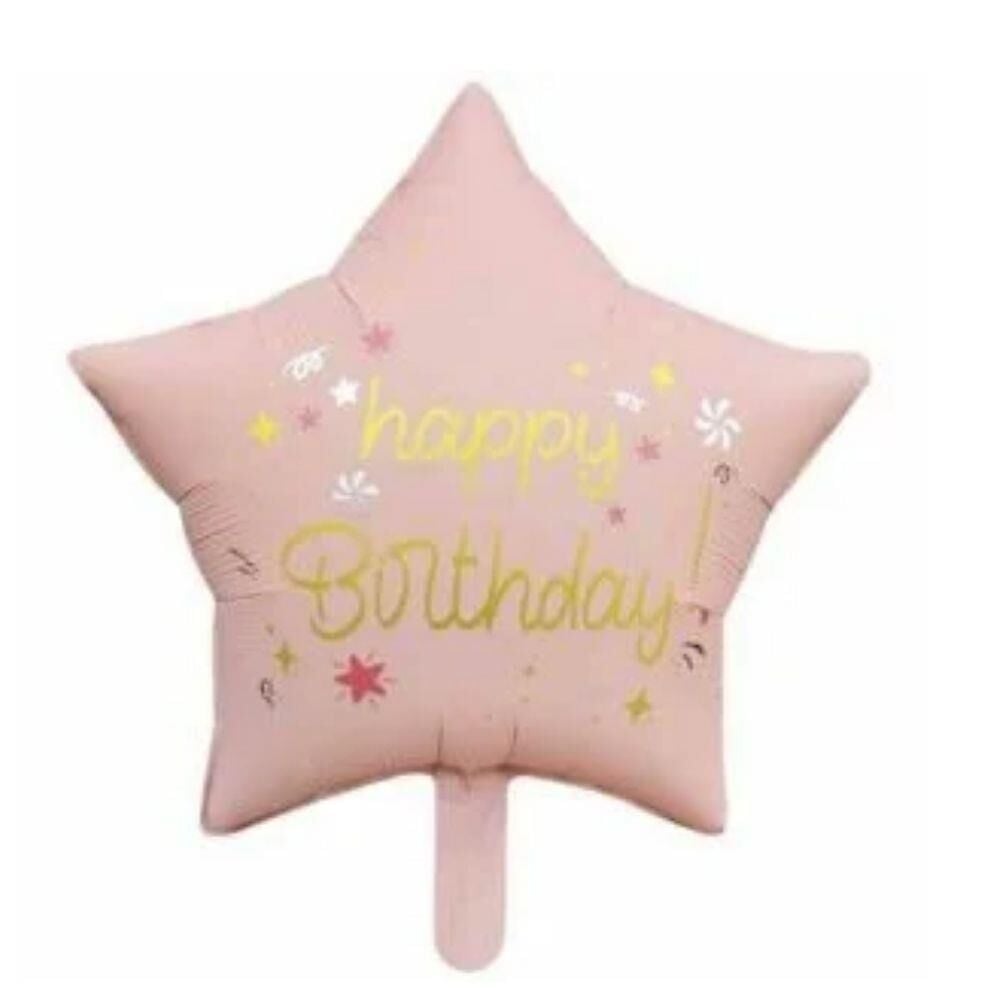 18'' YILDIZ HAPPY BIRTHDAY PEMBE