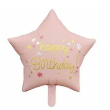 18'' YILDIZ HAPPY BIRTHDAY PEMBE