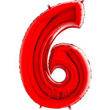 S/SHAPE FOİL BALON - NUMBER 6 RED