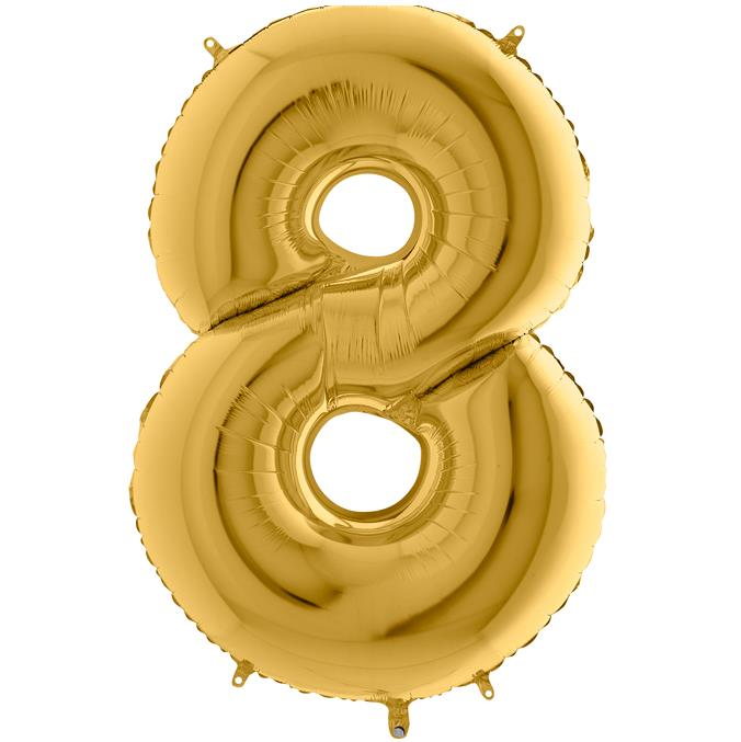 S/SHAPE FOİL BALON - NUMBER 8 GOLD