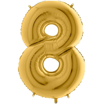 S/SHAPE FOİL BALON - NUMBER 8 GOLD