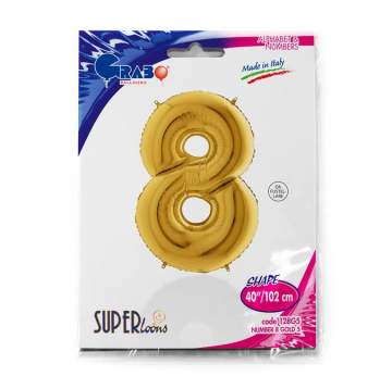 S/SHAPE FOİL BALON - NUMBER 8 GOLD