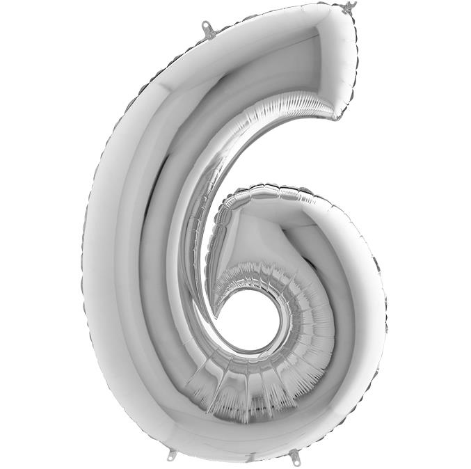 S/SHAPE FOİL BALON - NUMBER 6 SİLVER