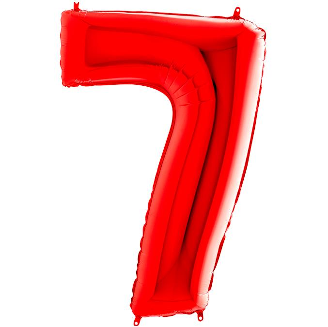 S/SHAPE FOİL BALON - NUMBER 7 RED