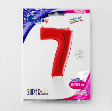 S/SHAPE FOİL BALON - NUMBER 7 RED