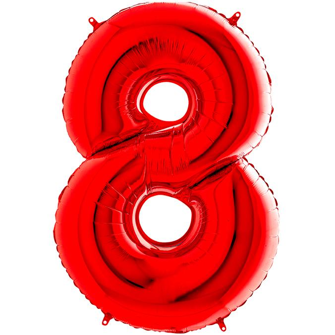 S/SHAPE FOİL BALON - NUMBER 8 RED