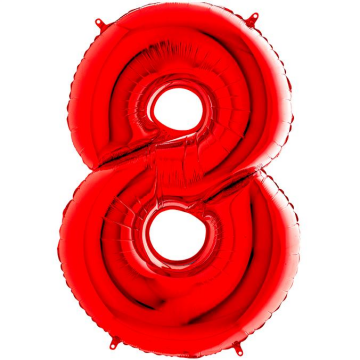 S/SHAPE FOİL BALON - NUMBER 8 RED