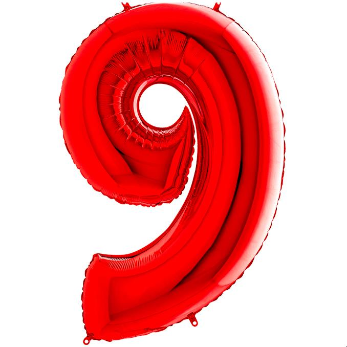 S/SHAPE FOİL BALON - NUMBER 9 RED