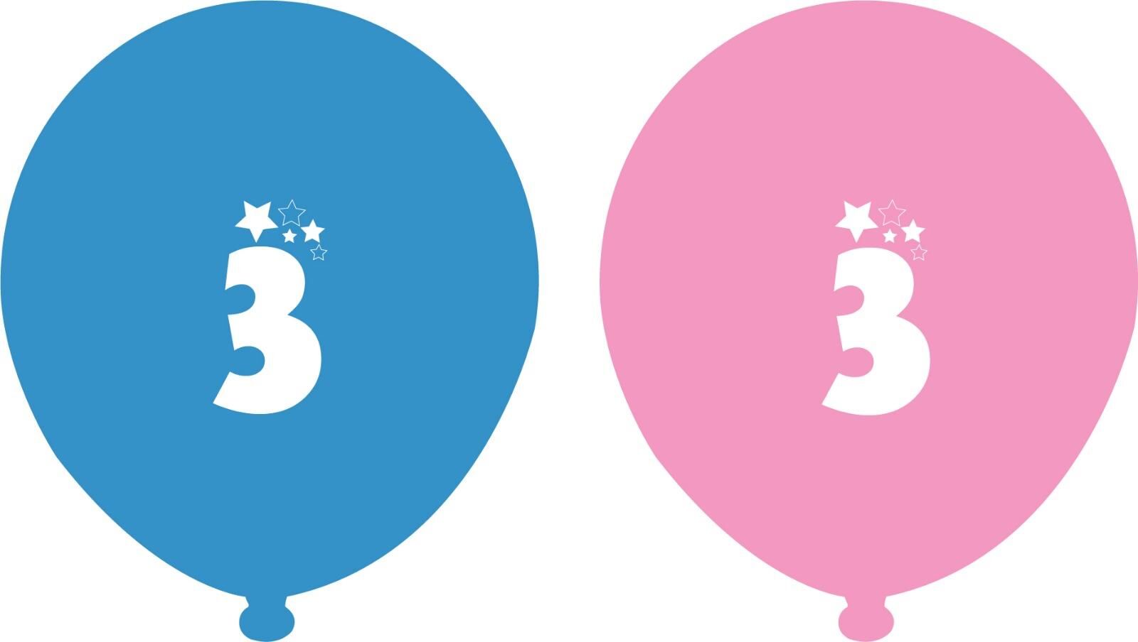 3 Rakamı Lateks Balon 100 Adet (Hbk)