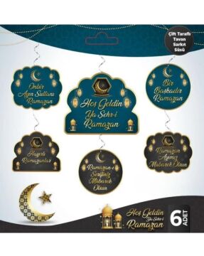 YEŞİL RAMAZAN SPİRAL TAVAN SÜSÜ 6 LI