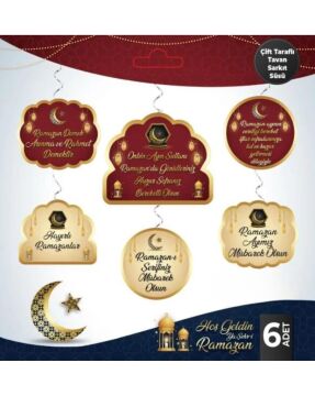 GOLD RAMAZAN SPİRAL TAVAN SÜSÜ 6 LI