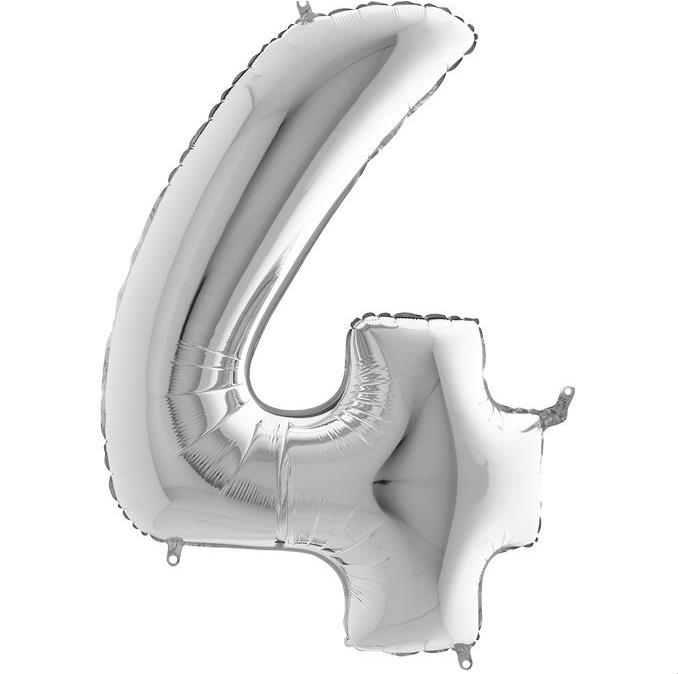 S/SHAPE FOİL BALON - NUMBER 4 SILVER