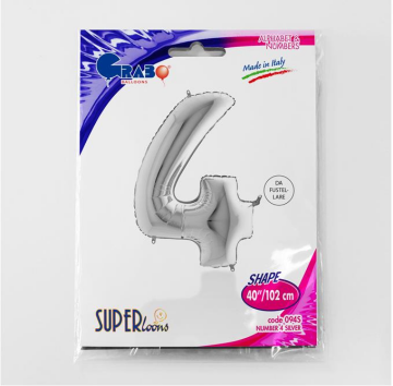 S/SHAPE FOİL BALON - NUMBER 4 SILVER