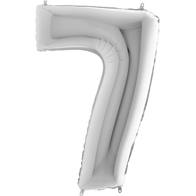 S/SHAPE FOİL BALON - NUMBER 7 SILVER
