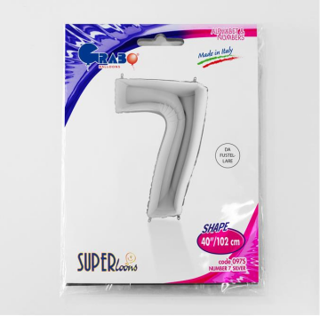 S/SHAPE FOİL BALON - NUMBER 7 SILVER
