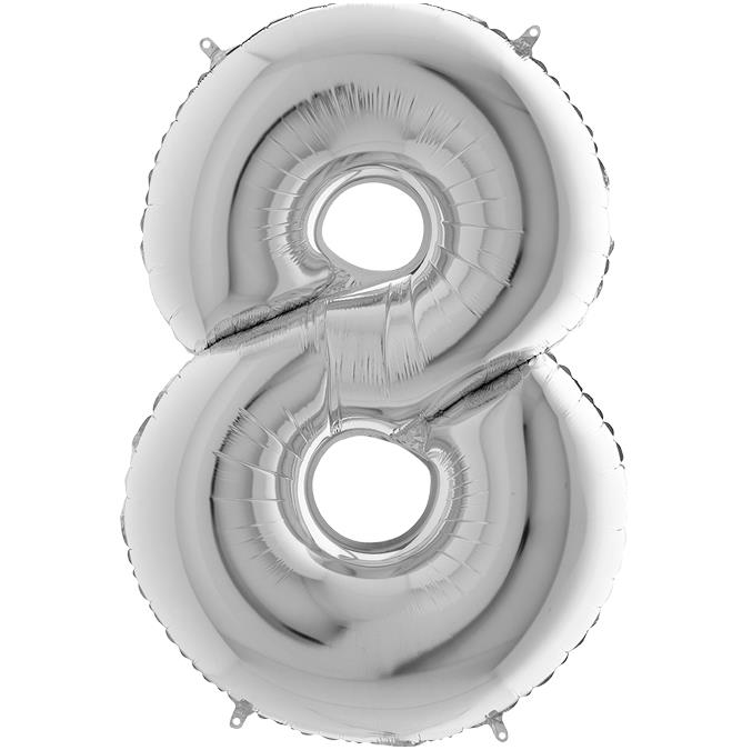 S/SHAPE FOİL BALON - NUMBER 8 SILVER