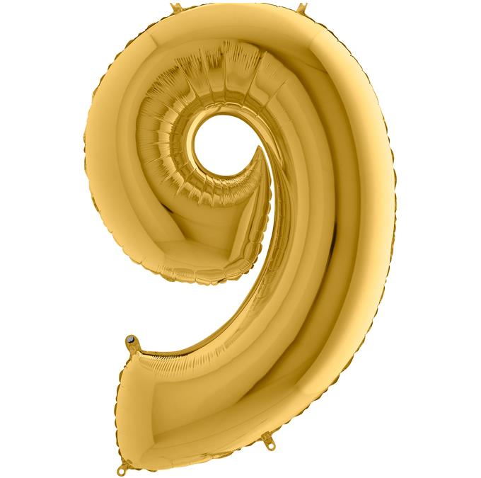 S/SHAPE FOİL BALON - NUMBER 9 GOLD