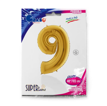 S/SHAPE FOİL BALON - NUMBER 9 GOLD