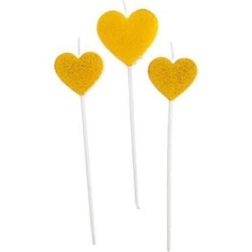 3 LÜ SİMLİ KALP MUM GOLD