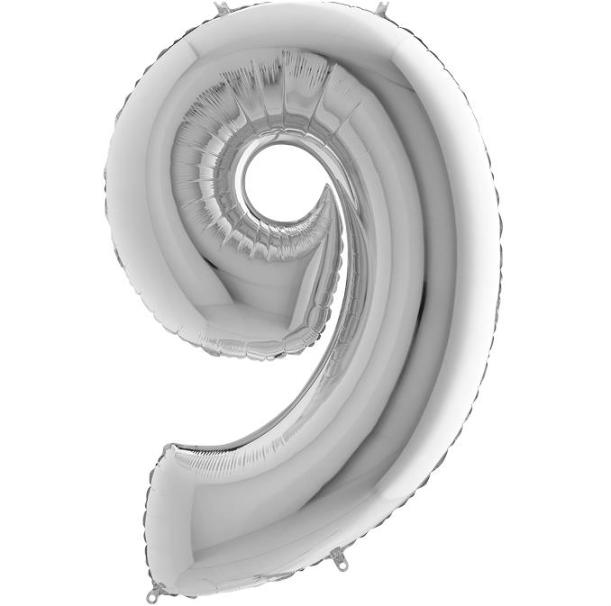 S/SHAPE FOİL BALON - NUMBER 9 SILVER