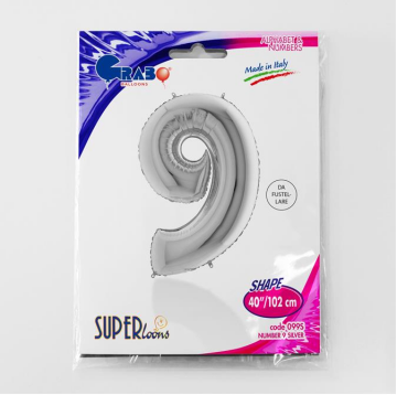 S/SHAPE FOİL BALON - NUMBER 9 SILVER