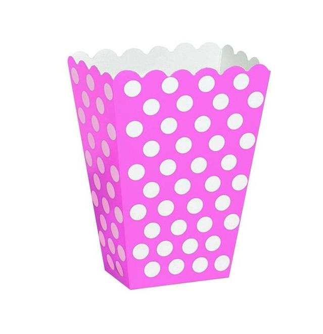 POPCORN KUTUSU PEMBE-BEYAZ PUANTİYELİ