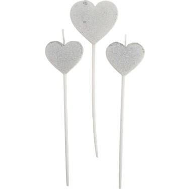 3 LÜ SİMLİ KALP MUM GÜMÜŞ