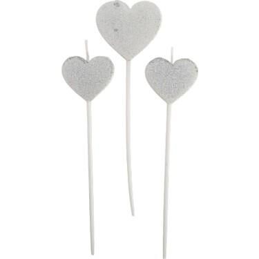 3 LÜ SİMLİ KALP MUM GÜMÜŞ