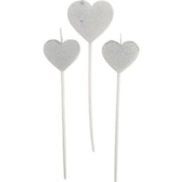 3 LÜ SİMLİ KALP MUM GÜMÜŞ