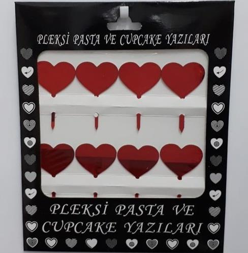 Pleksi Kalp Kürdan Kırmızı