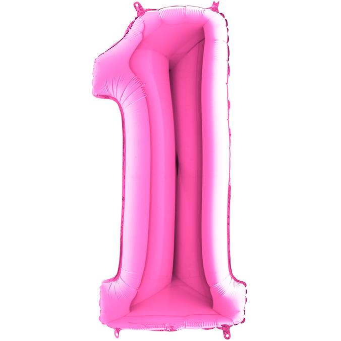 S/SHAPE FOİL BALON - NUMBER 1 PINK