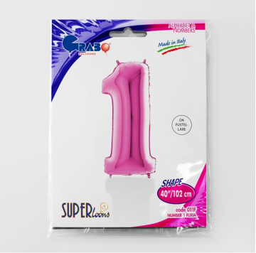 S/SHAPE FOİL BALON - NUMBER 1 PINK