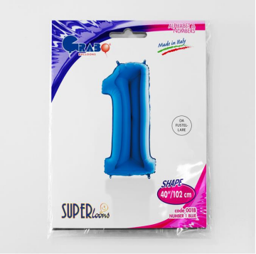 S/SHAPE FOİL BALON - NUMBER 1 BLUE