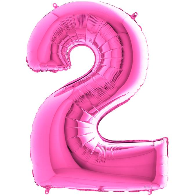 S/SHAPE FOİL BALON - NUMBER 2 PINK