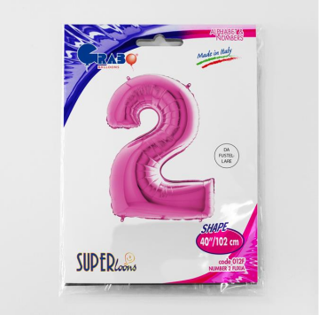 S/SHAPE FOİL BALON - NUMBER 2 PINK