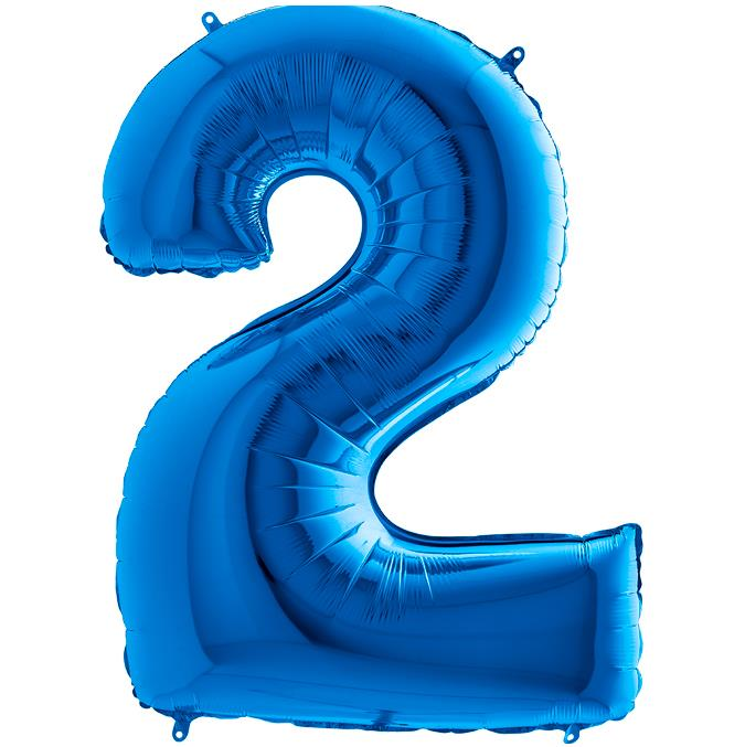 S/SHAPE FOİL BALON - NUMBER 2 BLUE