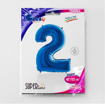 S/SHAPE FOİL BALON - NUMBER 2 BLUE