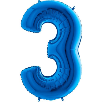 S/SHAPE FOİL BALON - NUMBER 3 BLUE