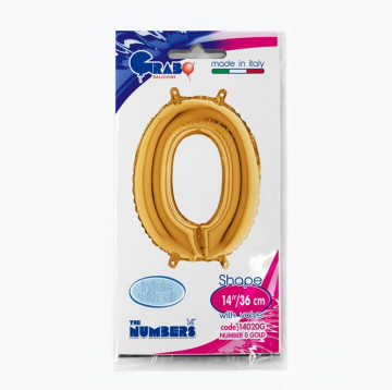 Rakam Folyo Balon 0 Gold 35 Cm (Grabo)