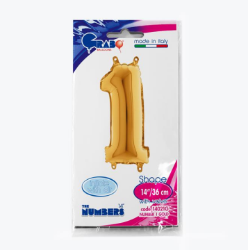 Rakam Folyo Balon 1 Gold 35 Cm (Grabo)
