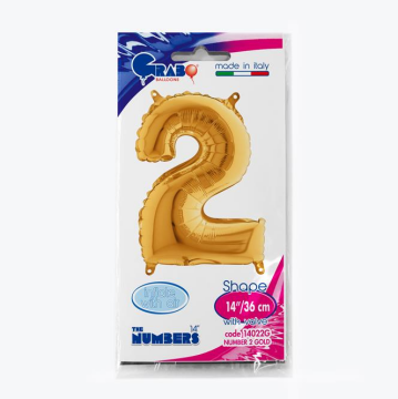 Rakam Folyo Balon 2 Gold 35 Cm (Grabo)