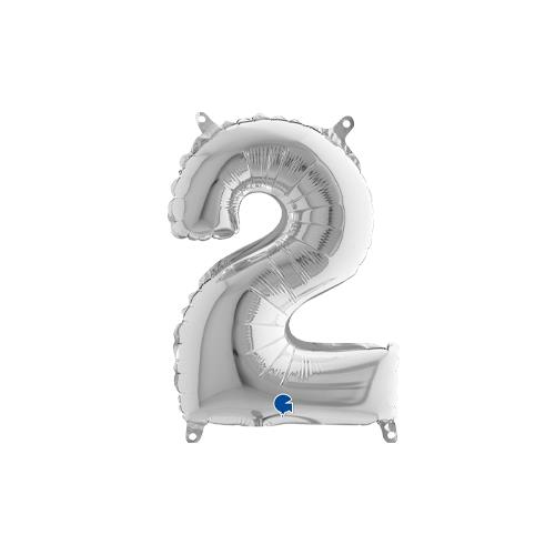 Rakam Folyo Balon 2 Gümüş 35 Cm (Grabo)
