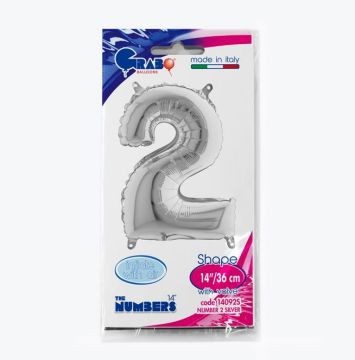 Rakam Folyo Balon 2 Gümüş 35 Cm (Grabo)