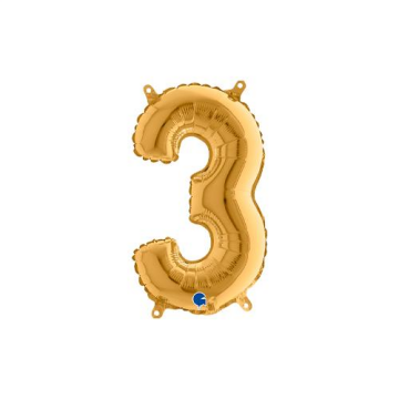 Rakam Folyo Balon 3 Gold 35 Cm (Grabo)
